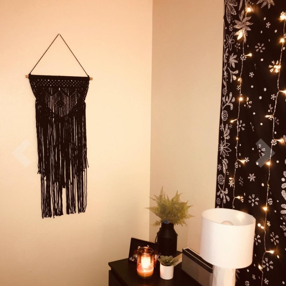 Black BOHO Macrame Wall Art Hanging Deco Fall Autu - Picture 7 of 8